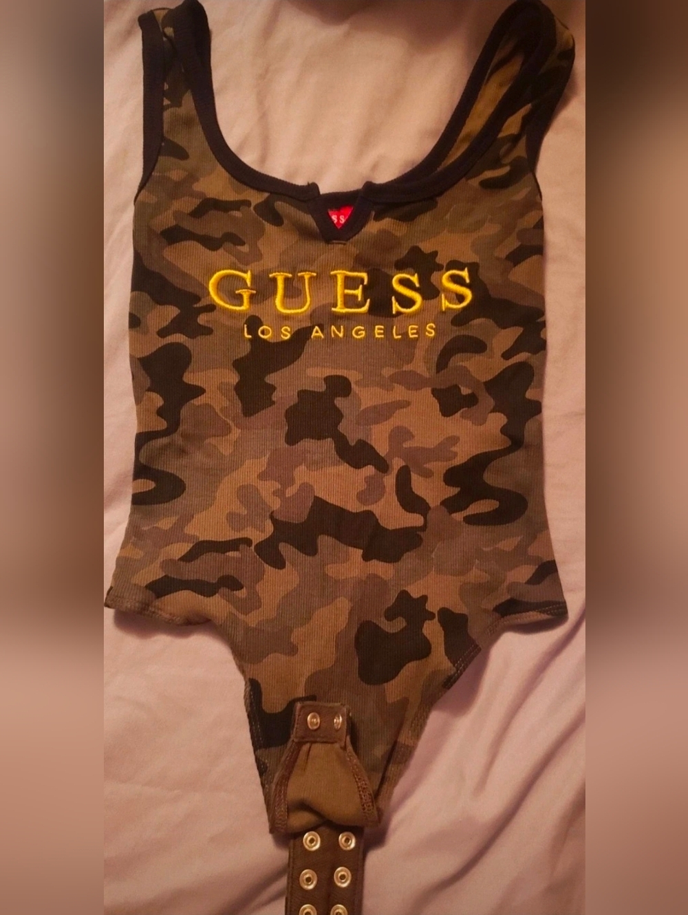 GUESS Women's SMALL Camo One-Piece Bodysuit Tank Top